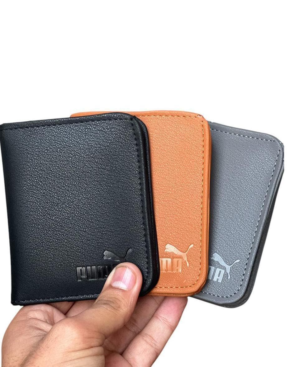 Puma Men’s Genuine Leather Wallet – Slim Sporty Bifold Wallet for Men (Black, Gray, Blue, Brown)